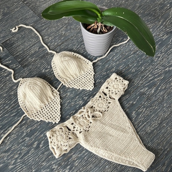 Handmade Crochet Bikini Set Boho Festival Ready - Size S/M - Picture 1 of 6